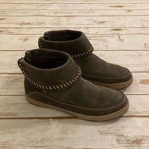 UGG Varney Gray Leather Suede Varney Moccasin Ankle Booties Size 6
